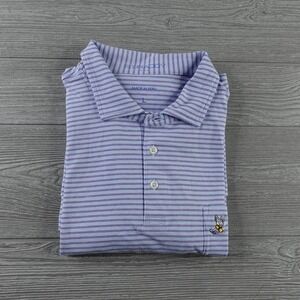 B Draddy Winged Foot Golf Club Polo Shirt Men's Large Cotton Blue Striped